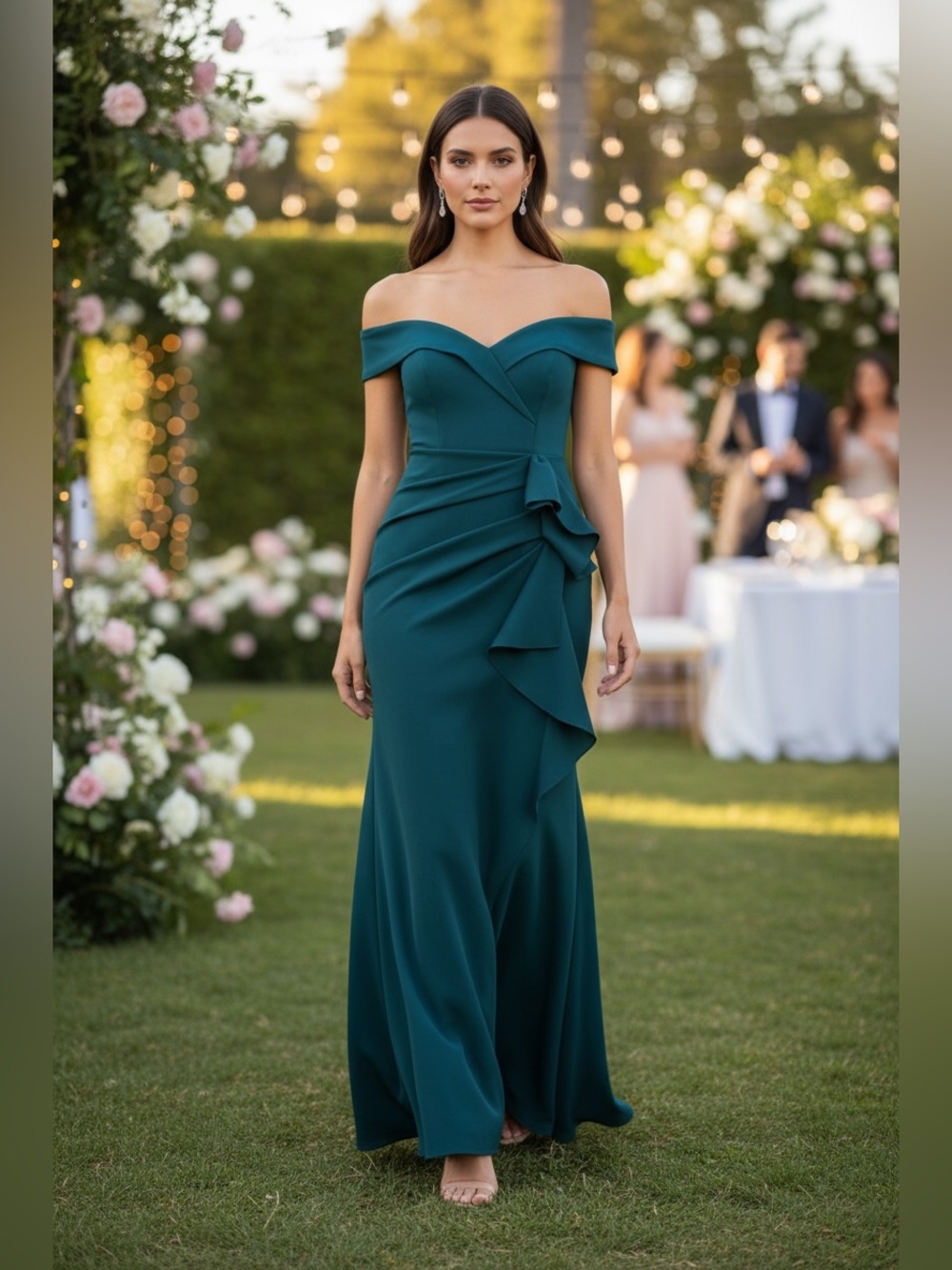 Xscape Off-Shoulder Maxi Dress